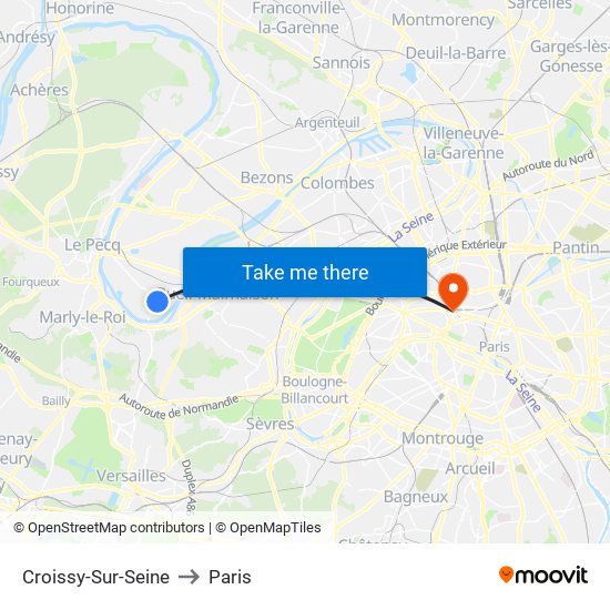 Croissy-Sur-Seine to Paris map