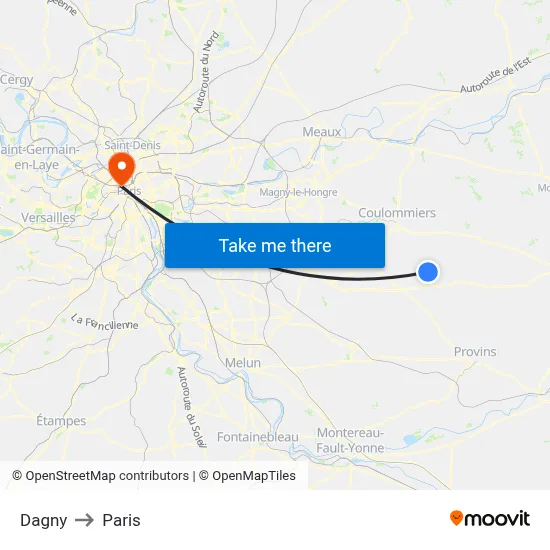 Dagny to Paris map