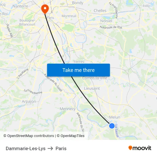 Dammarie-Les-Lys to Paris map