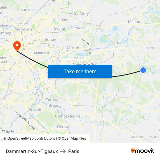 Dammartin-Sur-Tigeaux to Paris map