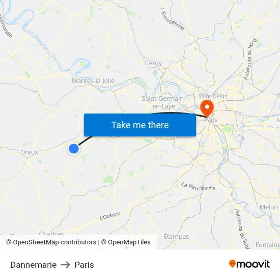 Dannemarie to Paris map