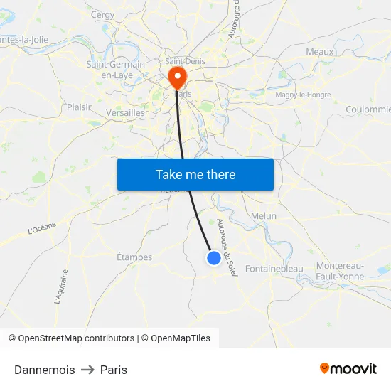 Dannemois to Paris map