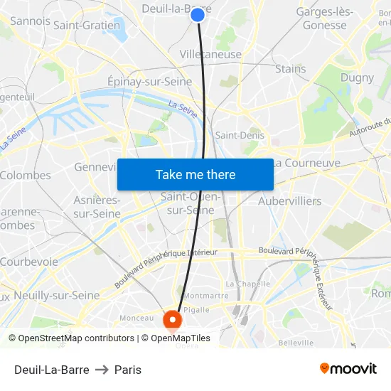 Deuil-La-Barre to Paris map