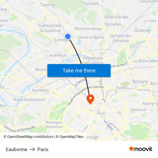 Eaubonne to Paris map