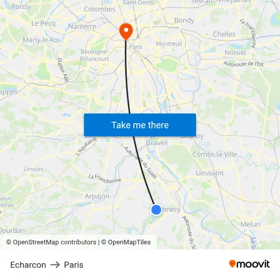 Echarcon to Paris map