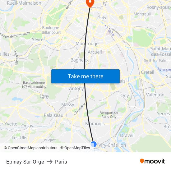 Epinay-Sur-Orge to Paris map