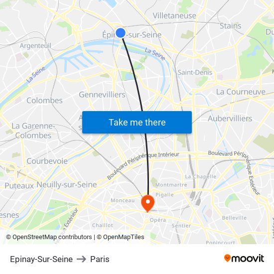 Epinay-Sur-Seine to Paris map