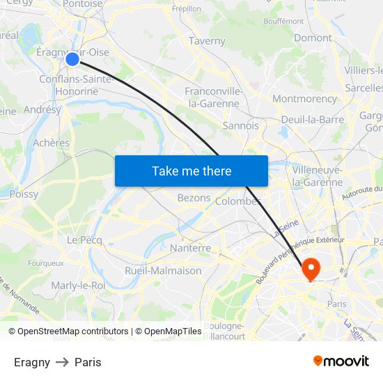 Eragny to Paris map