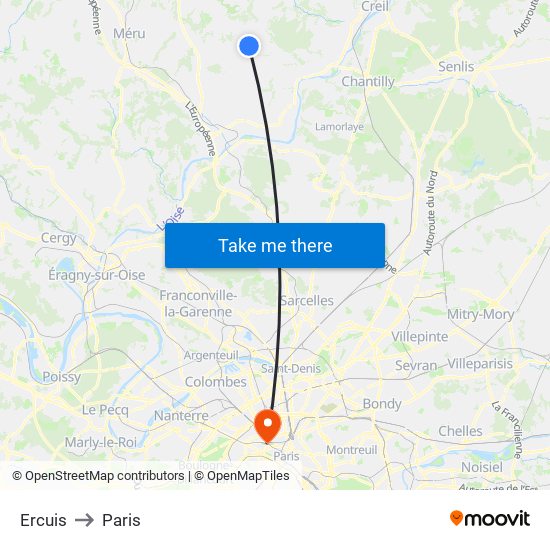 Ercuis to Paris map