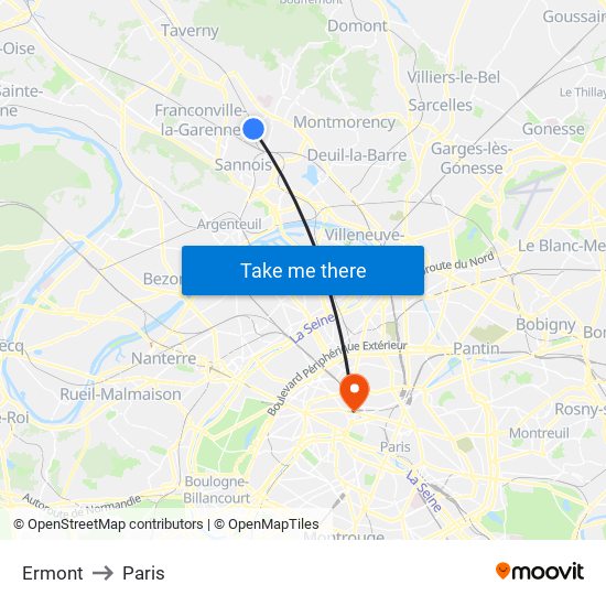 Ermont to Paris map