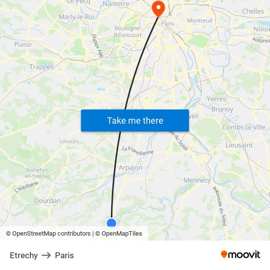 Etrechy to Paris map
