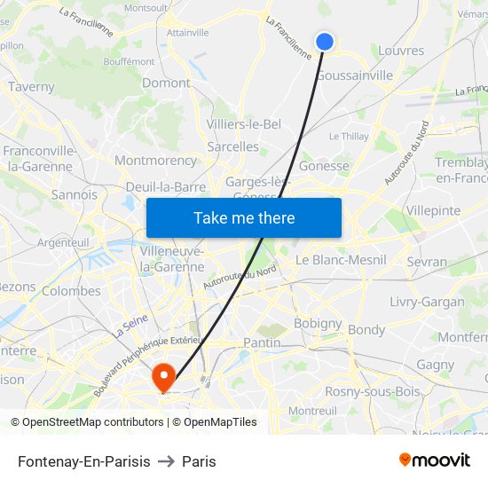 Fontenay-En-Parisis to Paris map