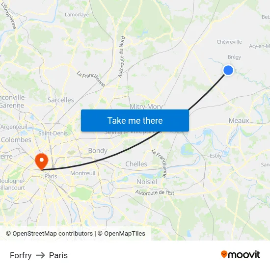 Forfry to Paris map