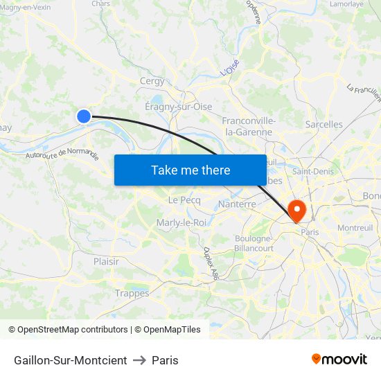 Gaillon-Sur-Montcient to Paris map