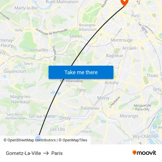 Gometz-La-Ville to Paris map