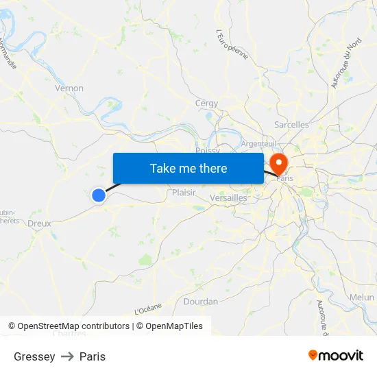 Gressey to Paris map