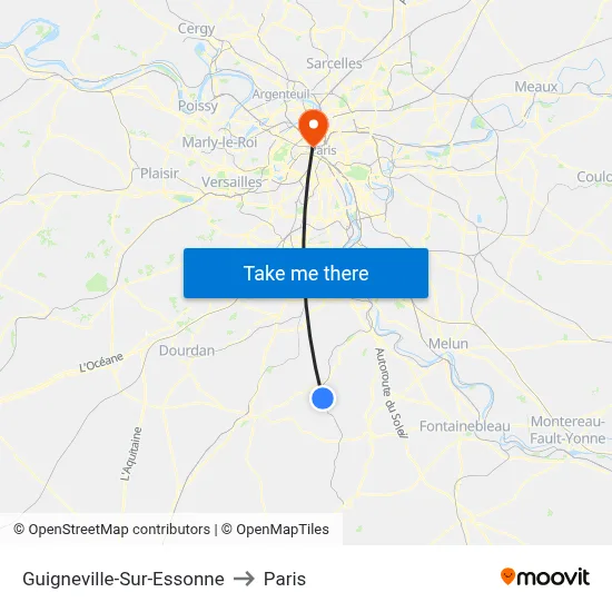 Guigneville-Sur-Essonne to Paris map
