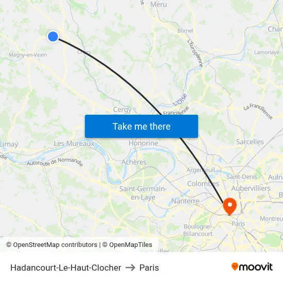 Hadancourt-Le-Haut-Clocher to Paris map