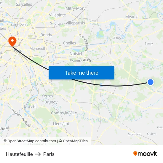Hautefeuille to Paris map