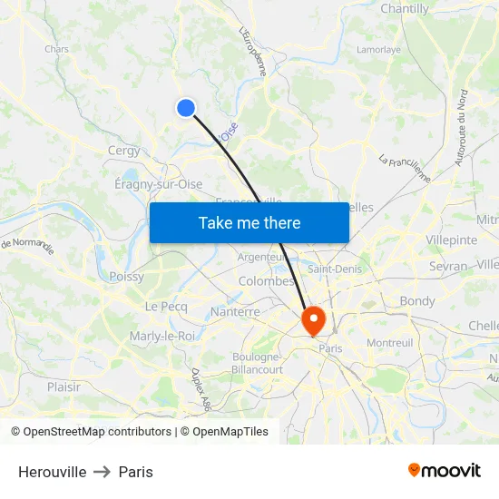 Herouville to Paris map