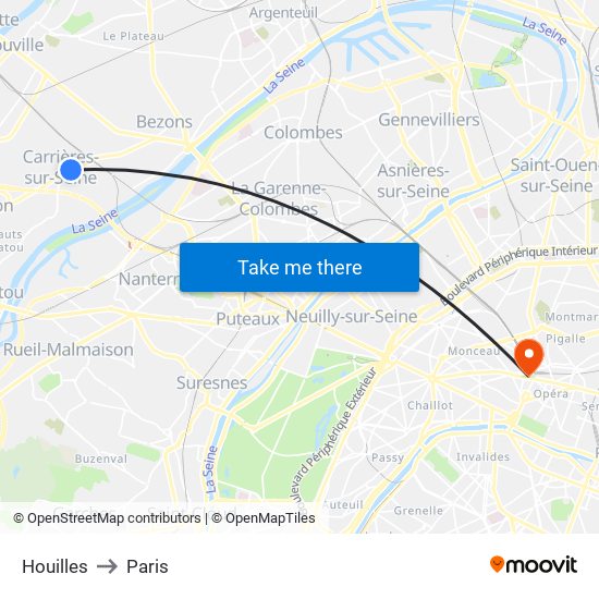 Houilles to Paris map