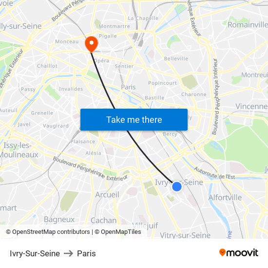 Ivry-Sur-Seine to Paris map