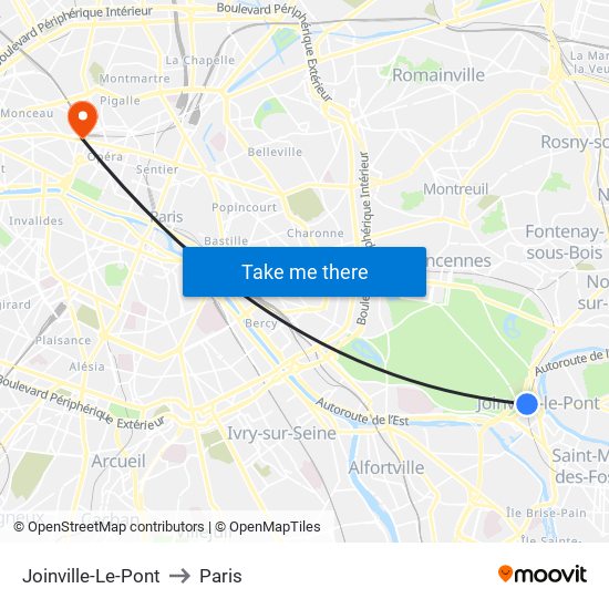 Joinville-Le-Pont to Paris map