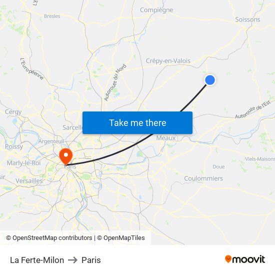 La Ferte-Milon to Paris map