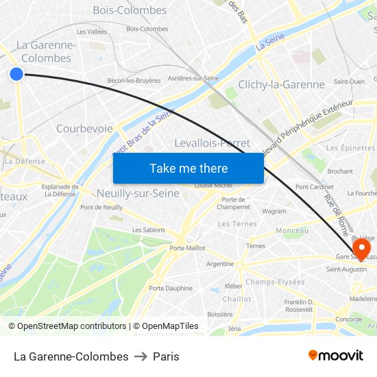 La Garenne-Colombes to Paris map