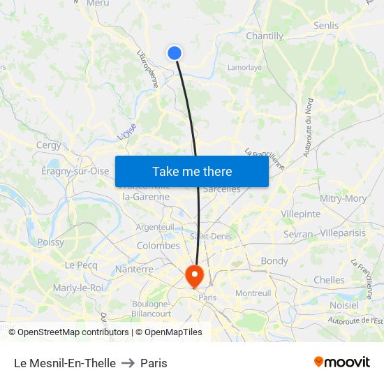 Le Mesnil-En-Thelle to Paris map
