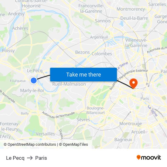 Le Pecq to Paris map