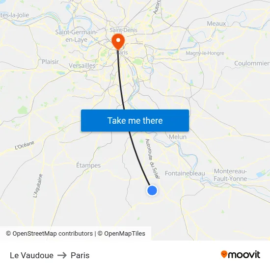 Le Vaudoue to Paris map