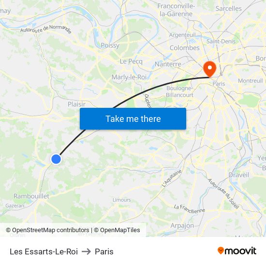 Les Essarts-Le-Roi to Paris map