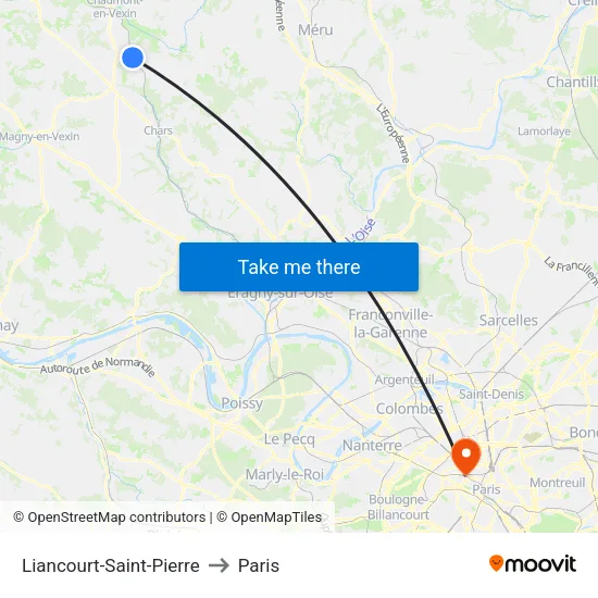 Liancourt-Saint-Pierre to Paris map