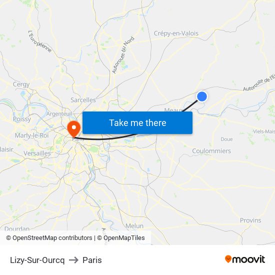 Lizy-Sur-Ourcq to Paris map