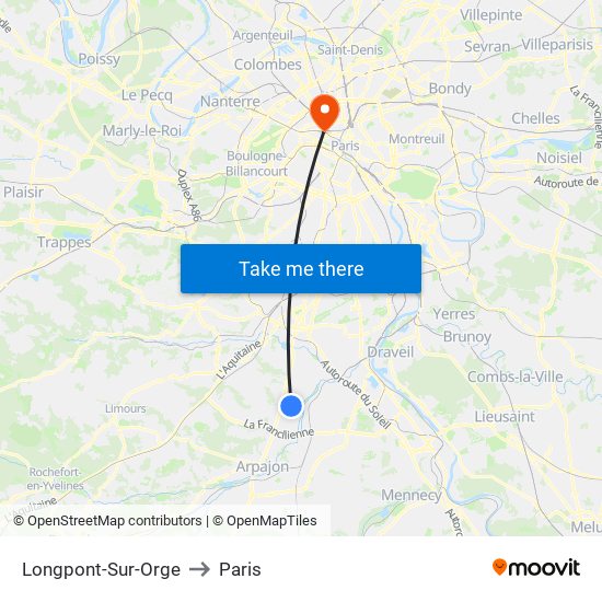 Longpont-Sur-Orge to Paris map