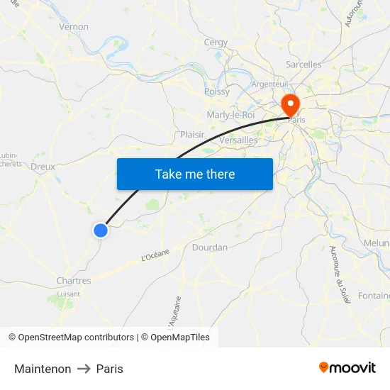 Maintenon to Paris map