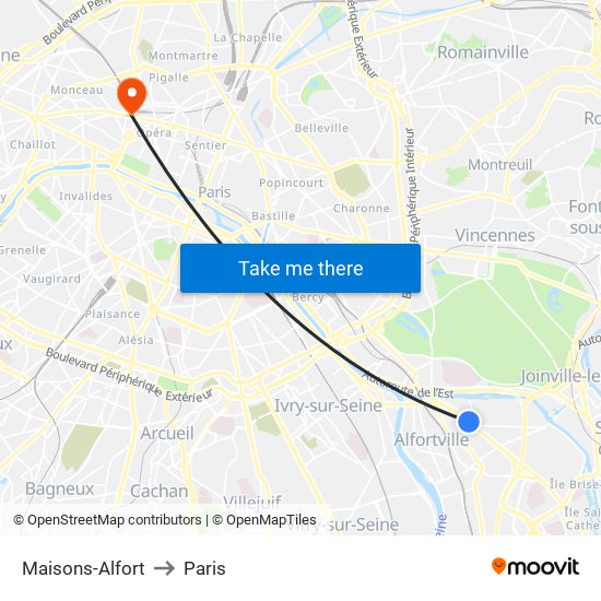 Maisons-Alfort to Paris map