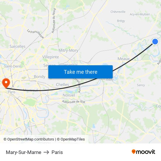 Mary-Sur-Marne to Paris map