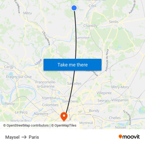 Maysel to Paris map