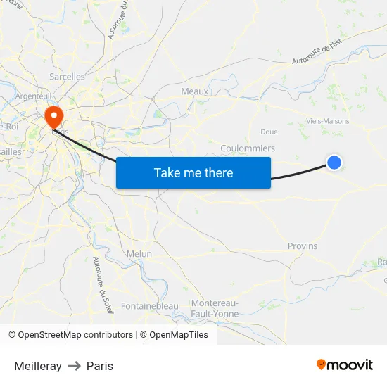 Meilleray to Paris map