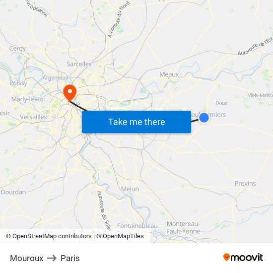 Mouroux to Paris map