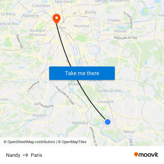 Nandy to Paris map