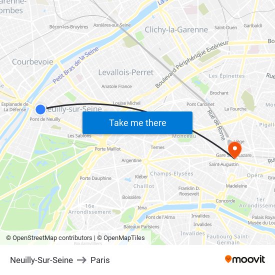 Neuilly-Sur-Seine to Paris map
