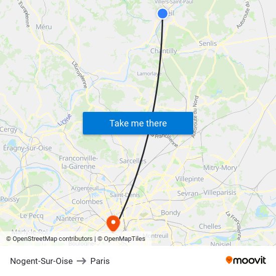 Nogent-Sur-Oise to Paris map