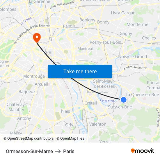 Ormesson-Sur-Marne to Paris map