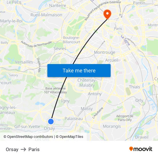 Orsay to Paris map