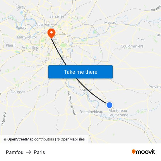 Pamfou to Paris map