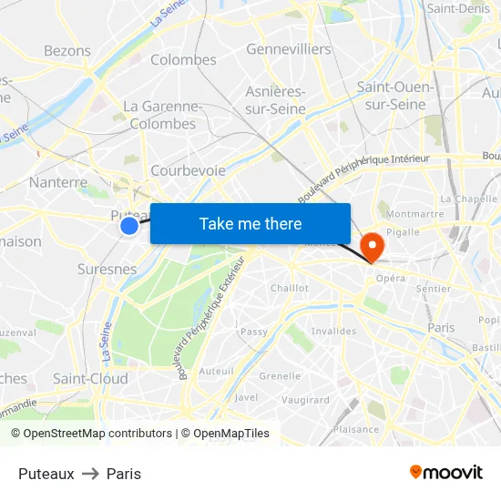 Puteaux to Paris map