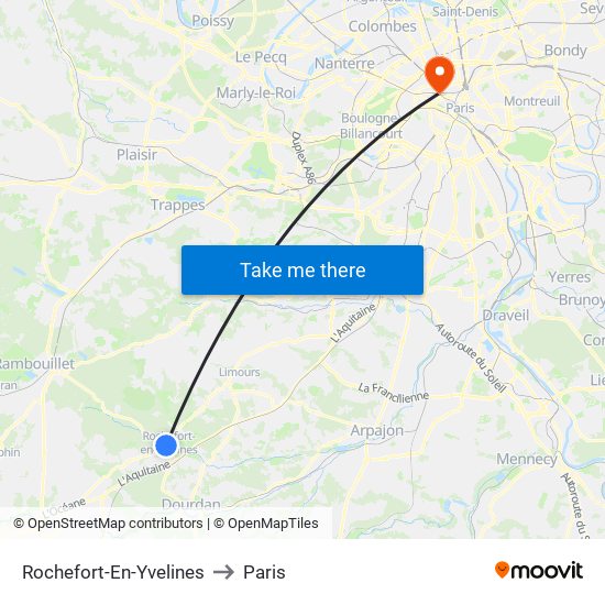 Rochefort-En-Yvelines to Paris map